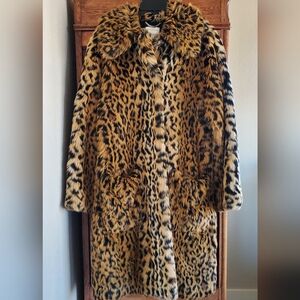 ERDEM X H&M FAUX FUR LEOPARD PRINT LONG COAT EXCELLENT CONDITION US4